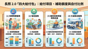 Read more about the article 長照 2.0「四大給付包」：給付項目、補助額度與自付比例